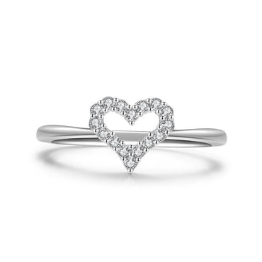 Simple Style Heart Shape Sterling Silver Inlay Zircon Rings