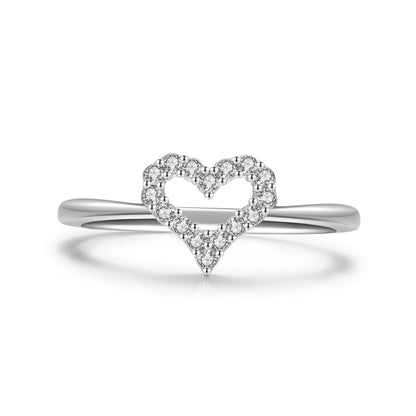 Simple Style Heart Shape Sterling Silver Inlay Zircon Rings