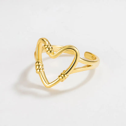 Simple Style Heart Shape Sterling Silver Open Rings In Bulk