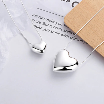 Simple Style Heart Shape Sterling Silver Pendant Necklace