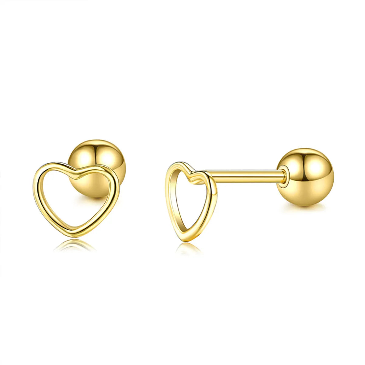 Simple Style Heart Shape Sterling Silver Plating Ear Studs 1 Pair