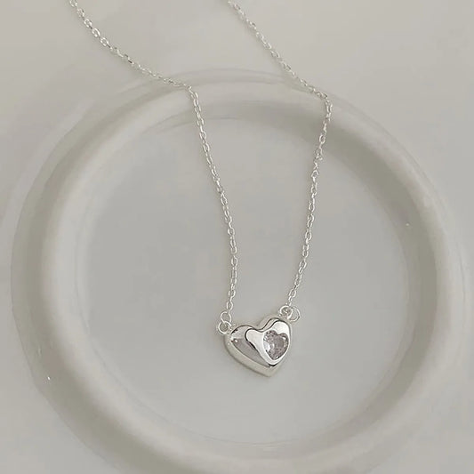 Simple Style Heart Shape Sterling Silver Plating Gold Plated Pendant Necklace