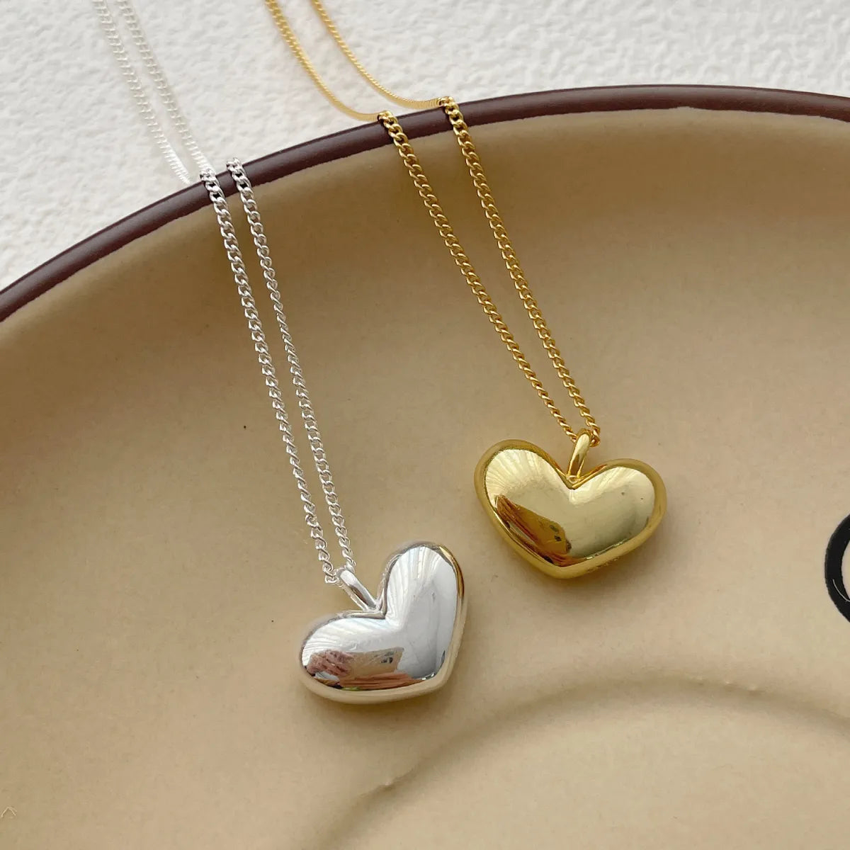 Simple Style Heart Shape Sterling Silver Plating Gold Plated Pendant Necklace