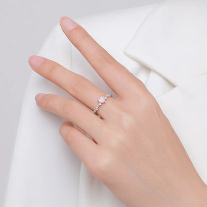 Simple Style Heart Shape Sterling Silver Plating Inlay Crystal Rhodium Plated Rings