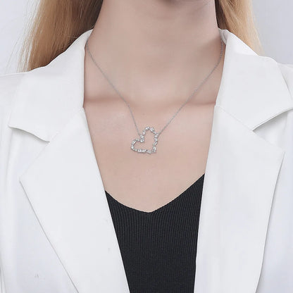 Simple Style Heart Shape Sterling Silver Plating Inlay Zircon Pendant Necklace