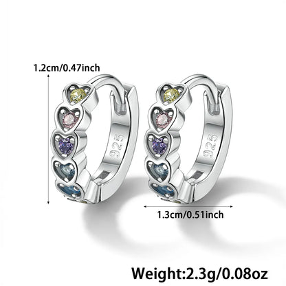 Simple Style Heart Shape Sterling Silver Plating Inlay Zircon White Gold Plated Girl's Rings Earrings Jewelry Set