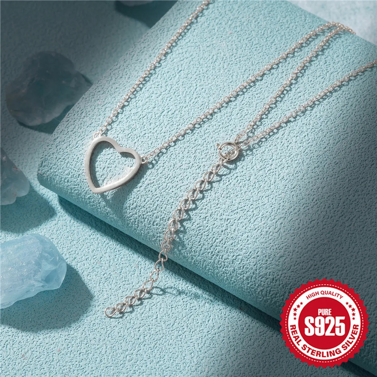 Simple Style Heart Shape Sterling Silver Plating Pendant Necklace