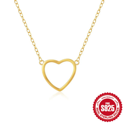 Simple Style Heart Shape Sterling Silver Plating Pendant Necklace