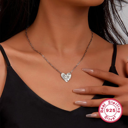 Simple Style Heart Shape Sterling Silver Plating White Gold Plated Pendant Necklace