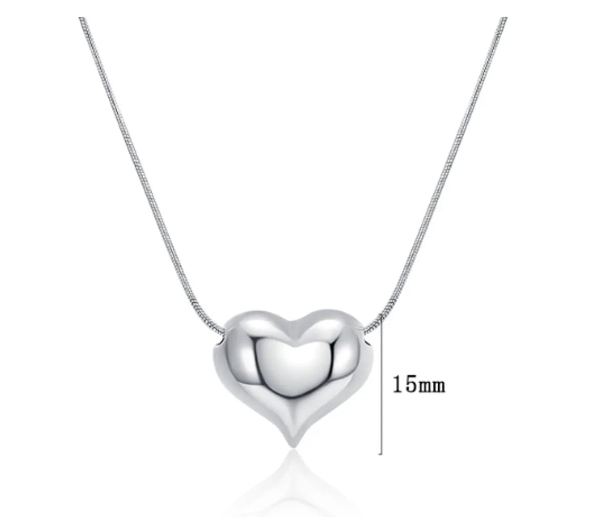 Simple Style Heart Shape Sterling Silver Plating White Gold Plated Pendant Necklace