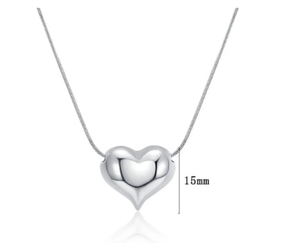 Simple Style Heart Shape Sterling Silver Plating White Gold Plated Pendant Necklace