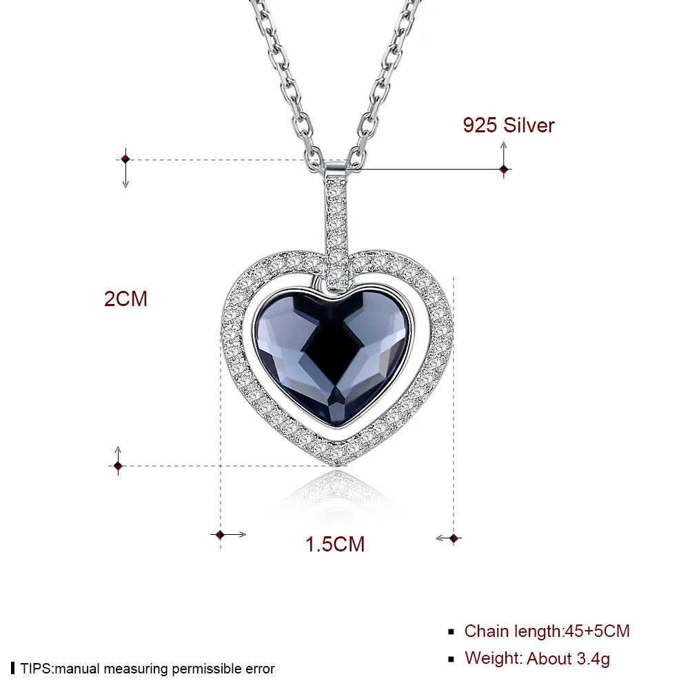 Simple Style Heart Shape Sterling Silver Plating Zircon Pendant Necklace 1 Piece