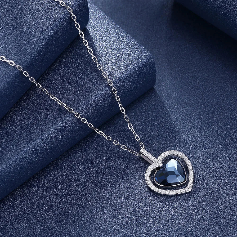 Simple Style Heart Shape Sterling Silver Plating Zircon Pendant Necklace 1 Piece