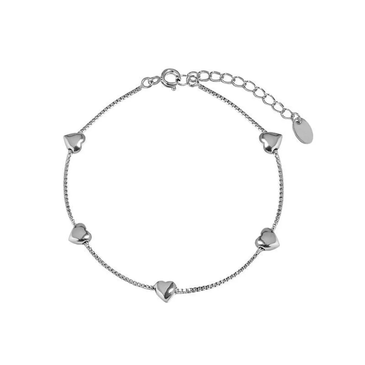 Simple Style Heart Shape Sterling Silver Polishing Bracelets