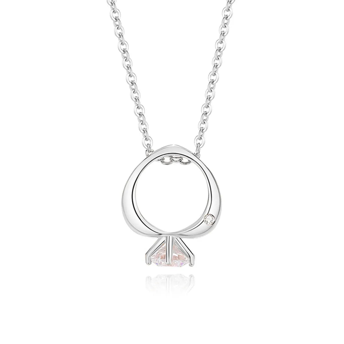 Simple Style Heart Shape Sterling Silver Polishing Plating Inlay Zircon Pendant Necklace