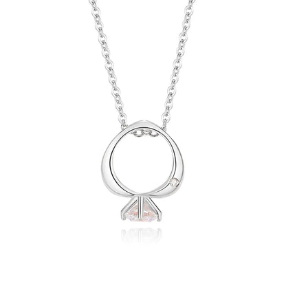 Simple Style Heart Shape Sterling Silver Polishing Plating Inlay Zircon Pendant Necklace