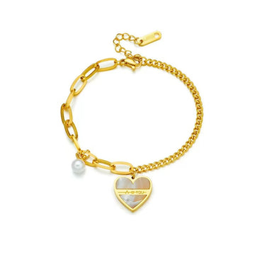 Simple Style Heart Shape Titanium Steel 18k Gold Plated Bracelets In Bulk