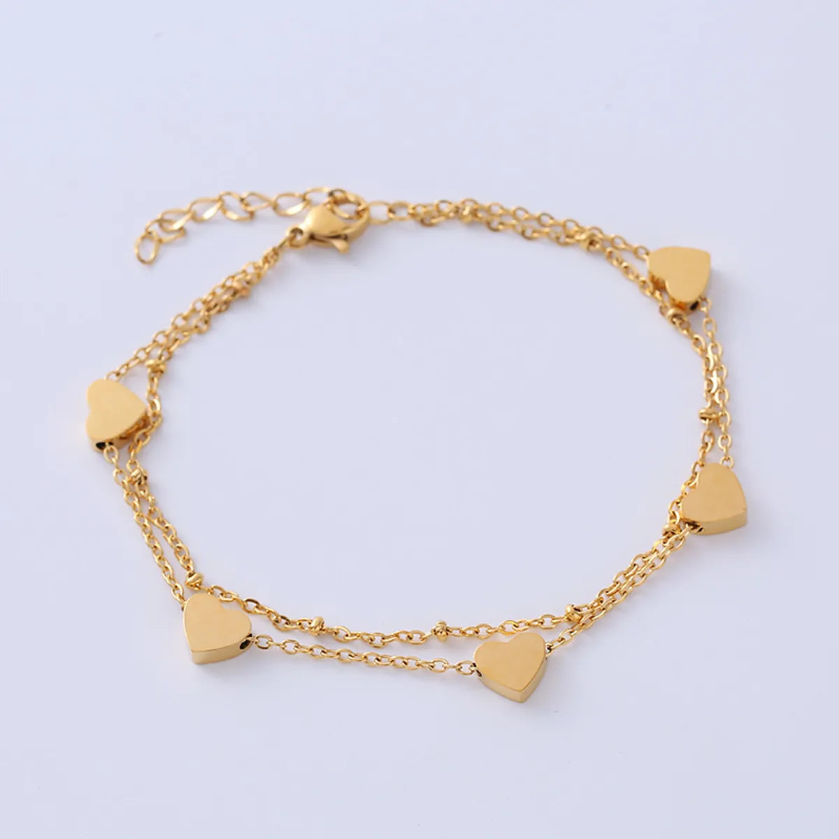 Simple Style Heart Shape Titanium Steel Bracelets Layered Plating Stainless Steel Bracelets