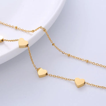 Simple Style Heart Shape Titanium Steel Bracelets Layered Plating Stainless Steel Bracelets