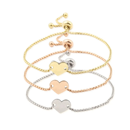 Simple Style Heart Shape Titanium Steel Chain Bracelets