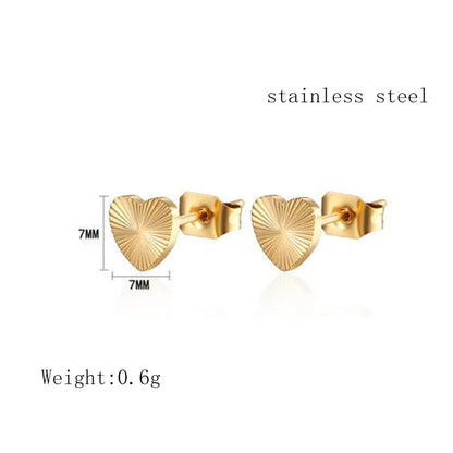 Simple Style Heart Shape Titanium Steel Ear Studs Gold Plated Stainless Steel Earrings