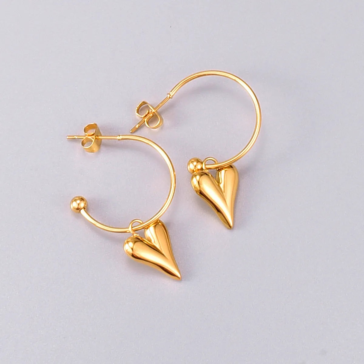 Simple Style Heart Shape Titanium Steel Earrings Plating Stainless Steel Earrings