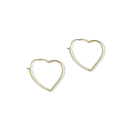 Simple Style Heart Shape Titanium Steel Gold Plated Hoop Earrings 1 Pair