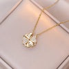 Simple Style Heart Shape Titanium Steel Inlay Rhinestones Women'S Pendant Necklace