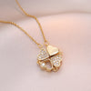 Simple Style Heart Shape Titanium Steel Inlay Rhinestones Women'S Pendant Necklace