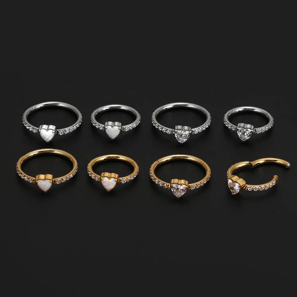 Simple Style Heart Shape Titanium Steel Inlay Zircon Nose Ring