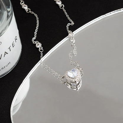 Simple Style Heart Shape Titanium Steel Inlay Zircon Pendant Necklace