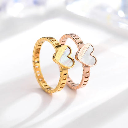 Simple Style Heart Shape Titanium Steel Patchwork Rings