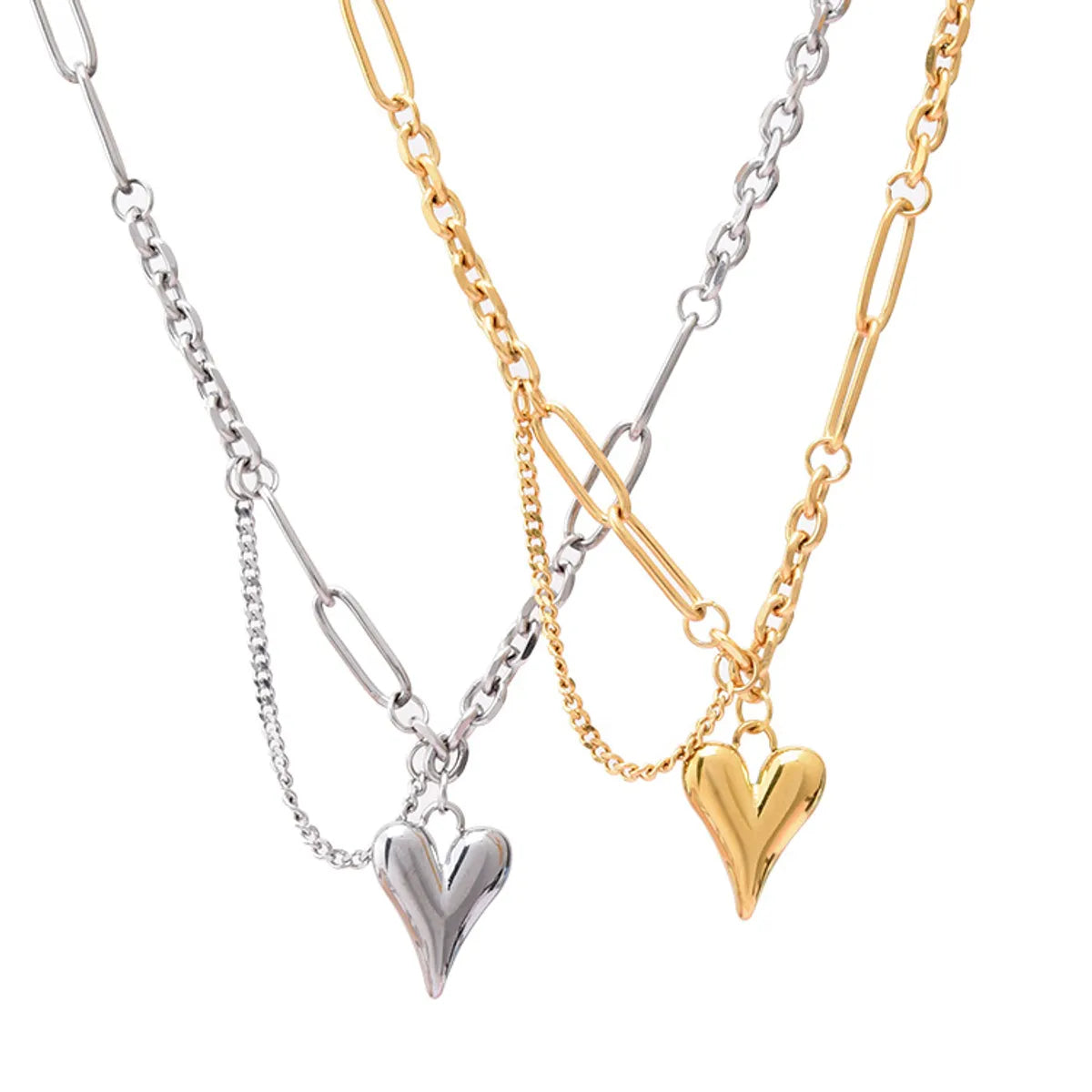 Simple Style Heart Shape Titanium Steel Plating 18k Gold Plated Necklace