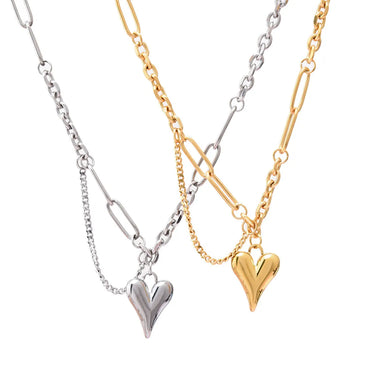 Simple Style Heart Shape Titanium Steel Plating 18k Gold Plated Necklace