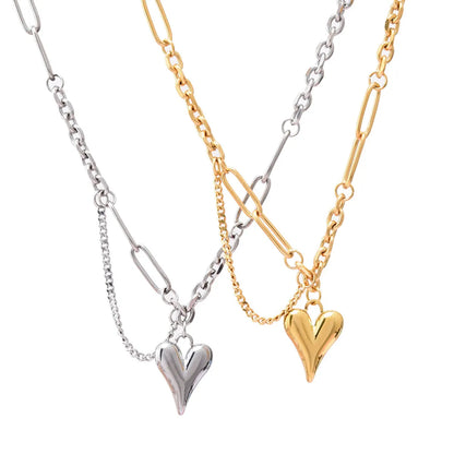 Simple Style Heart Shape Titanium Steel Plating 18k Gold Plated Necklace