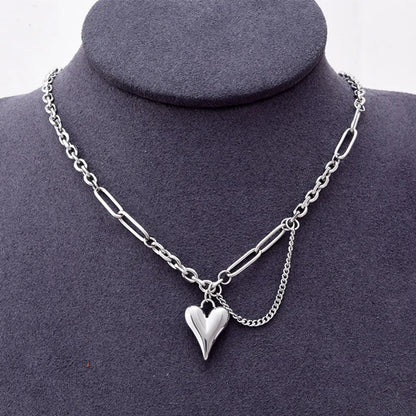 Simple Style Heart Shape Titanium Steel Plating 18k Gold Plated Necklace