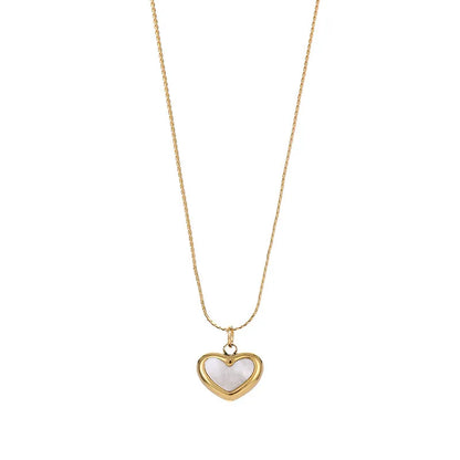 304 Stainless Steel 18K Gold Plated Simple Style Plating Heart Shape Acrylic Pendant Necklace