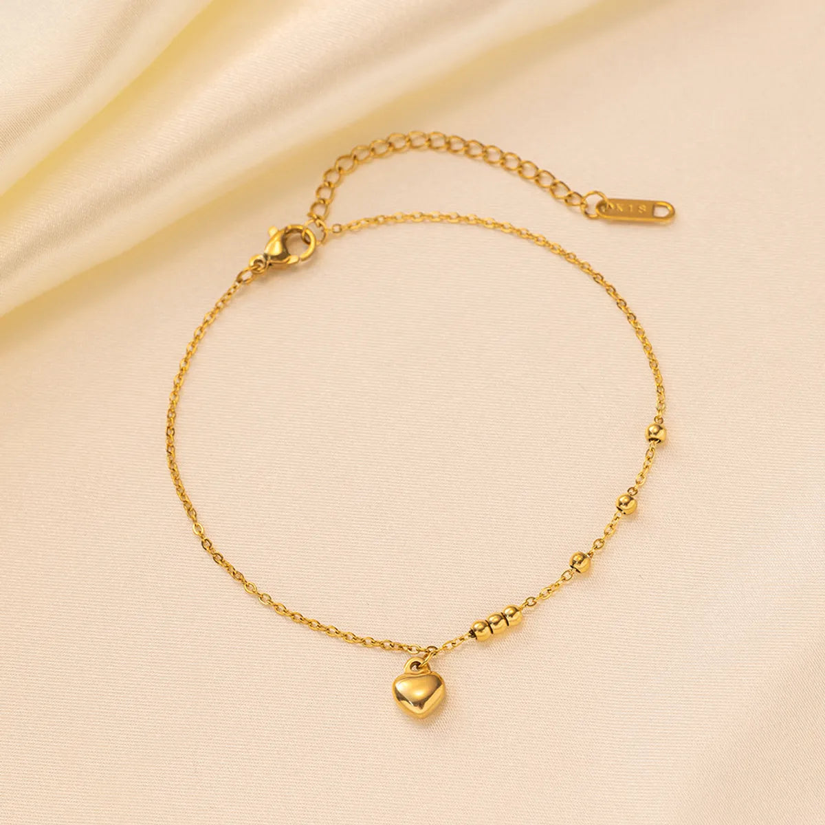 Simple Style Heart Shape 304 Stainless Steel Plating 18K Gold Plated Women's Anklet