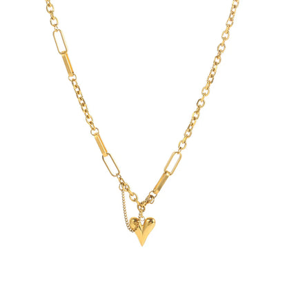 Wholesale Simple Style Heart Shape Titanium Steel Plating Gold Plated Bracelets Necklace