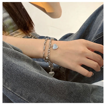 Simple Style Heart Shape Titanium Steel Plating Bracelets