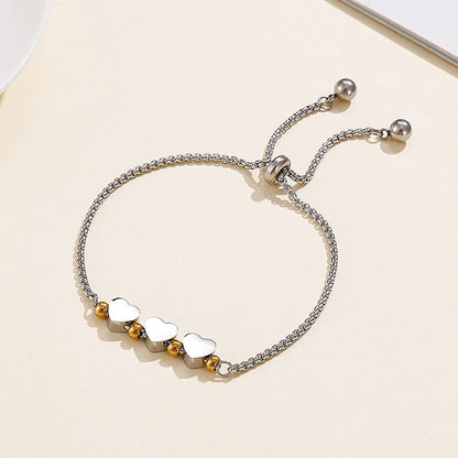 Simple Style Heart Shape Titanium Steel Plating Bracelets