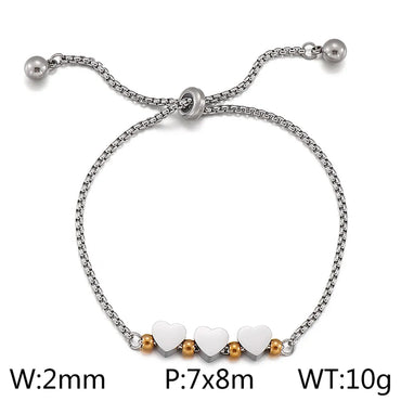 Simple Style Heart Shape Titanium Steel Plating Bracelets