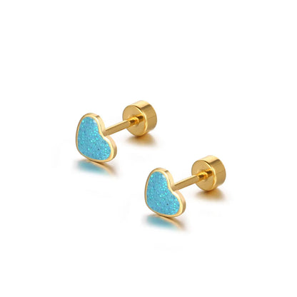 Simple Style Heart Shape Titanium Steel Plating Ear Studs 1 Piece