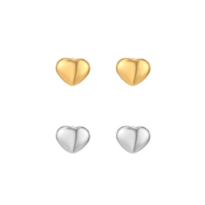 Simple Style Heart Shape Titanium Steel Plating Ear Studs 1 Piece