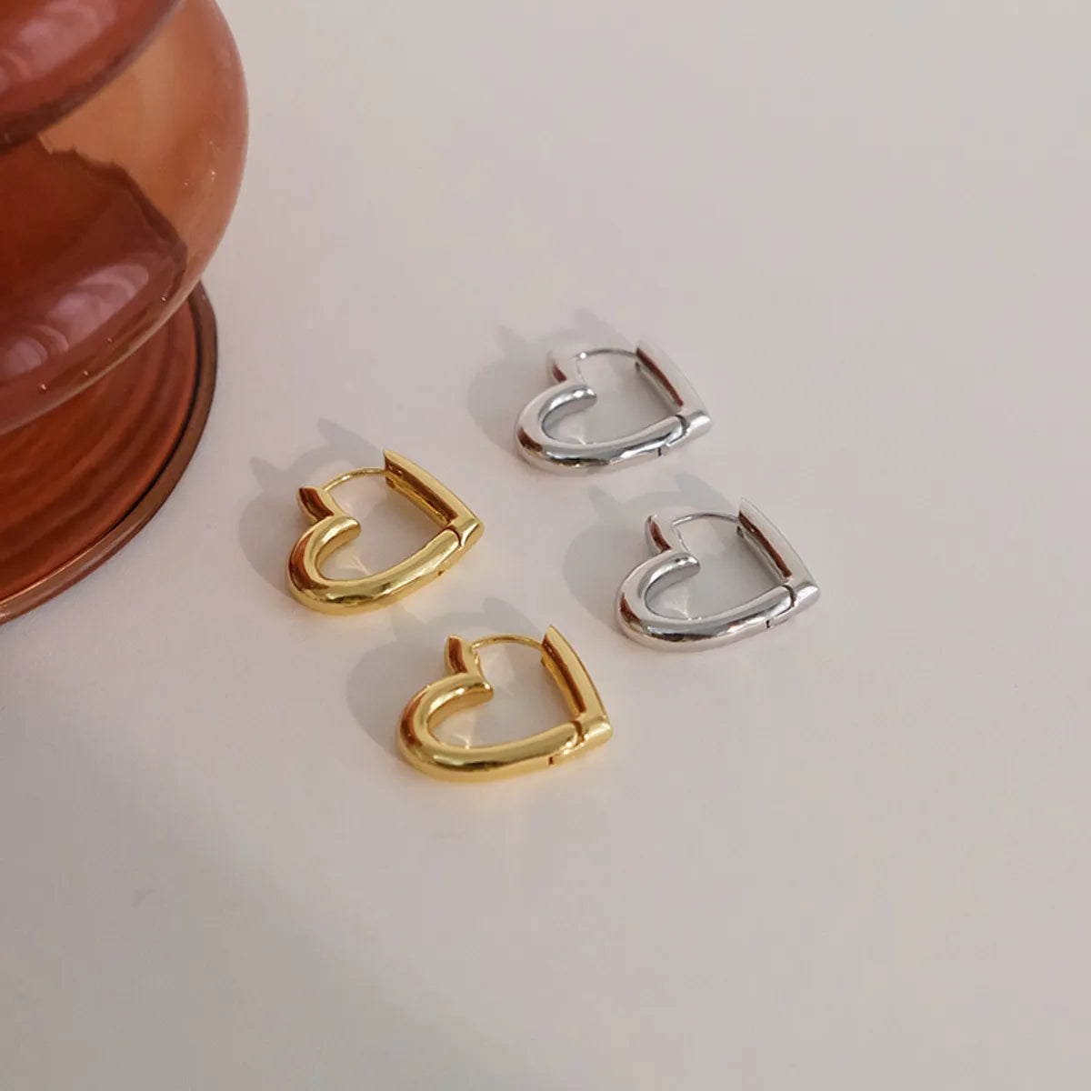 Simple Style Heart Shape Titanium Steel Plating Earrings 1 Pair