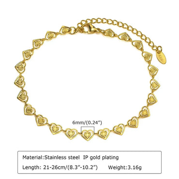 Simple Style Heart Shape Titanium Steel Plating Gold Plated Bracelets