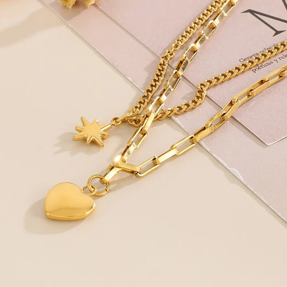 Simple Style Heart Shape Titanium Steel Plating Gold Plated Necklace