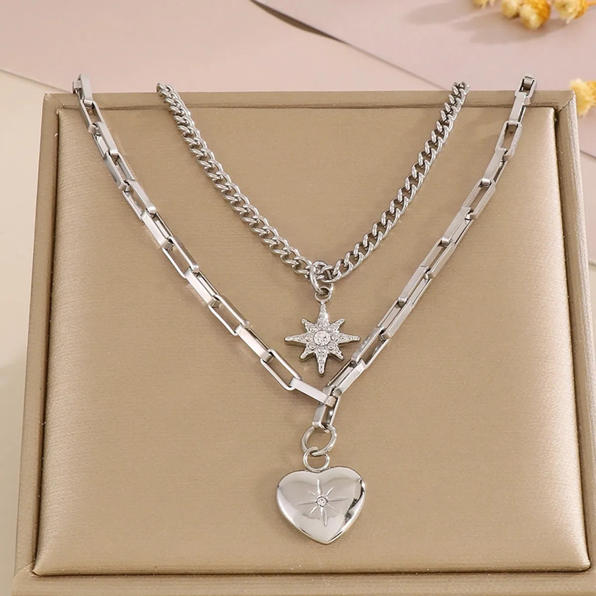 Simple Style Heart Shape Titanium Steel Plating Gold Plated Necklace