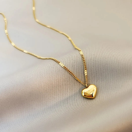 Simple Style Heart Shape Titanium Steel Plating Gold Plated Pendant Necklace