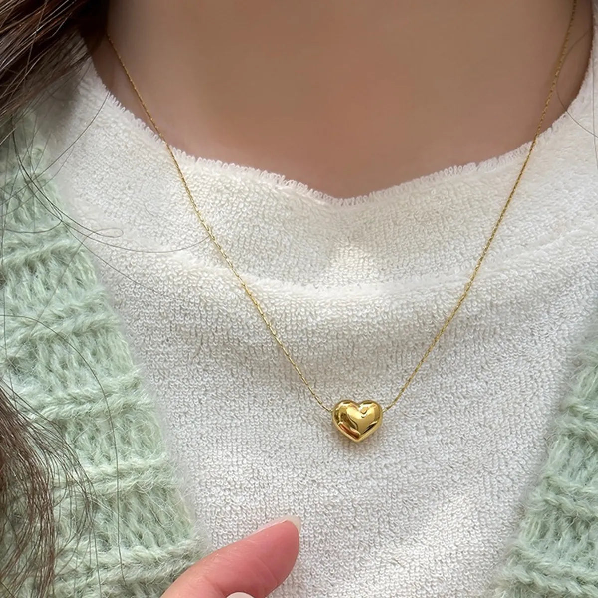 Simple Style Heart Shape Titanium Steel Plating Gold Plated Pendant Necklace